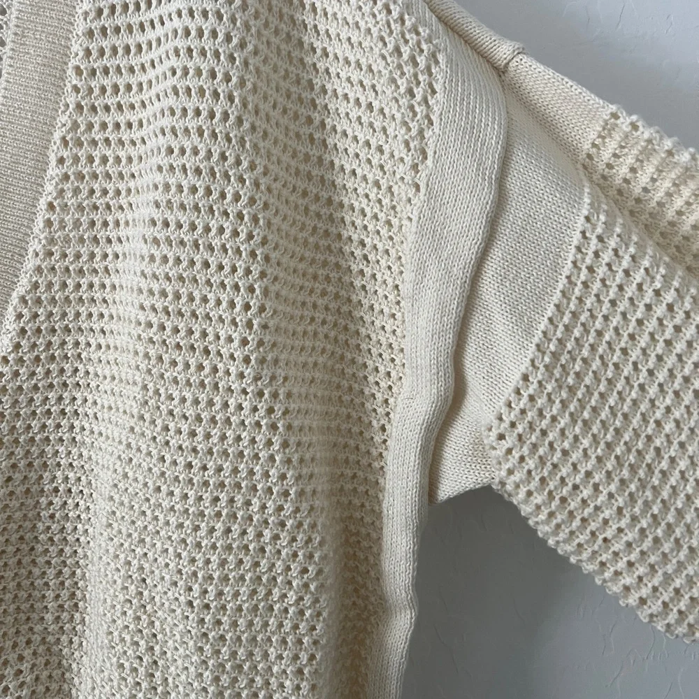 Elizabeth and James Open Knit Cardigan XXL Cream Cotton Button Front NWT - Picture 6 of 6